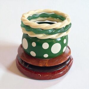 Set of 7 Vintage Fall Warm Tones Bangles Bracelets Stack Lot Lucite Acrylic